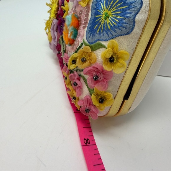 Alice + Olivia Floral Embroidered Clutch with Gold Chain - Picture 11 of 13